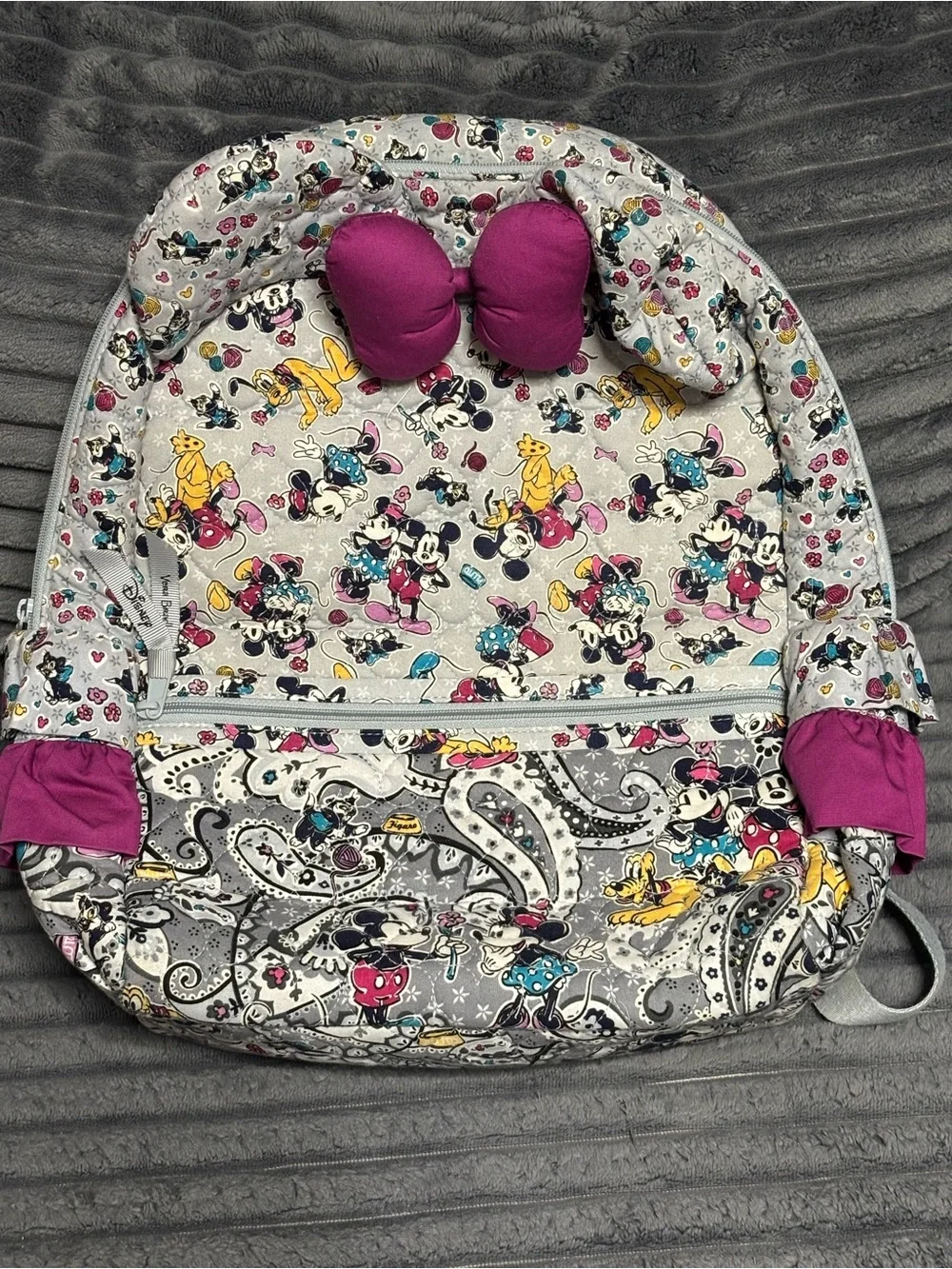 Vera Bradley Kids Backpack Disney Minnie Mouse Gray Pink Yellow